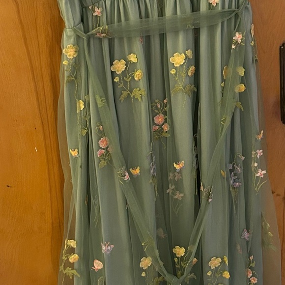 Baltic Born Green Embellished Ruched Sundress for Weddings - Picture 4 of 5